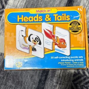 Match It! Heads & Tails Animal Puzzle - Orange and Blue